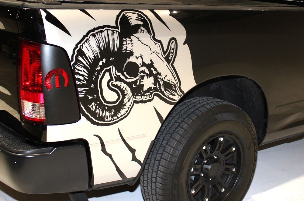 Custom Ram Skull Body Graphics Decal Kit Dodge Truck, Car